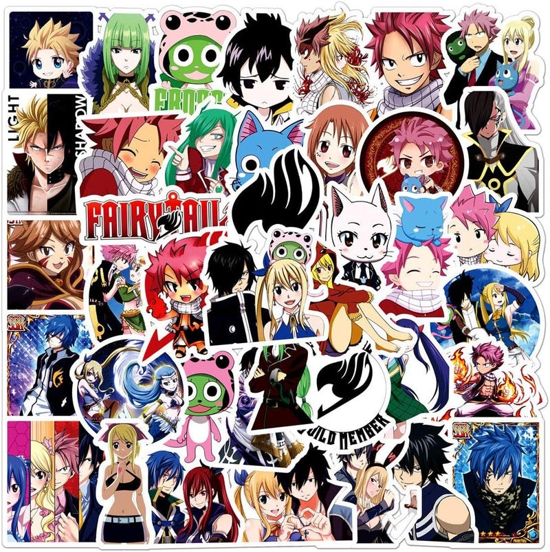 50 ملصق أنمي Fairy Tail للابتوب، واقي الصدمات، لوح التزلج، زجاجات الماء، الكمبيوتر، الهاتف، حزمة ملصقات أنمي للأطفال/الم��اهقين - Image 2