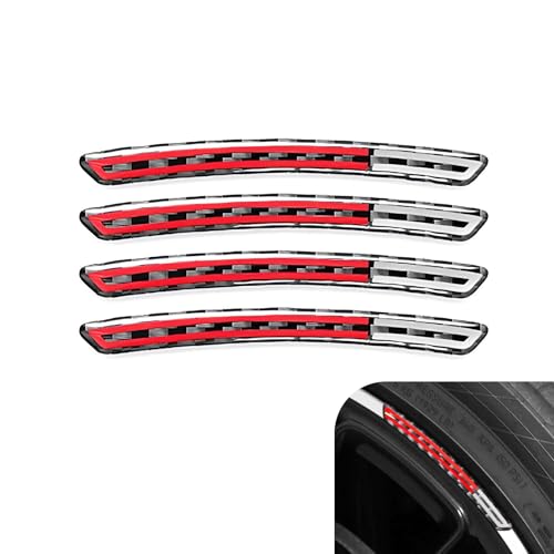 Qurbuns 4 PCS Wheel Rim Protector Stickers 3D Sports Style Rim Protector Strips AntiScratch Wheel Decorative Sticker Universal for Most Vehicles Black Red - Image 1