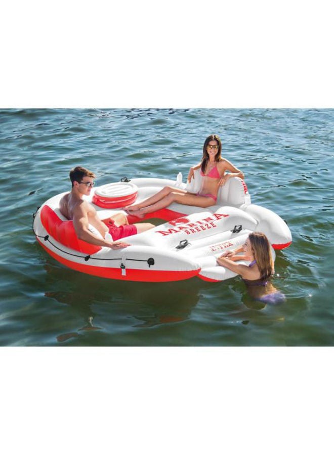 INTEX Large Inflatable Marina Breeze Island Lake Raft With Built-In Cooler Pool Floats - White/Red 259x221x58cm - Image 4