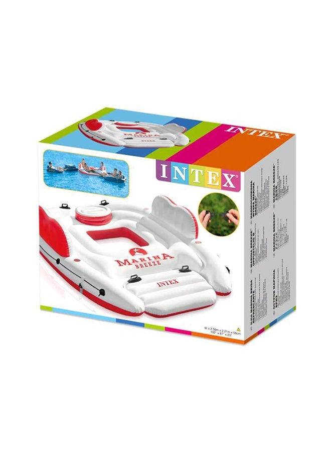INTEX Large Inflatable Marina Breeze Island Lake Raft With Built-In Cooler Pool Floats - White/Red 259x221x58cm - Image 2