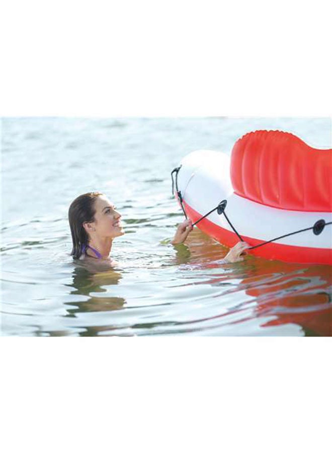 INTEX Large Inflatable Marina Breeze Island Lake Raft With Built-In Cooler Pool Floats - White/Red 259x221x58cm - Image 5