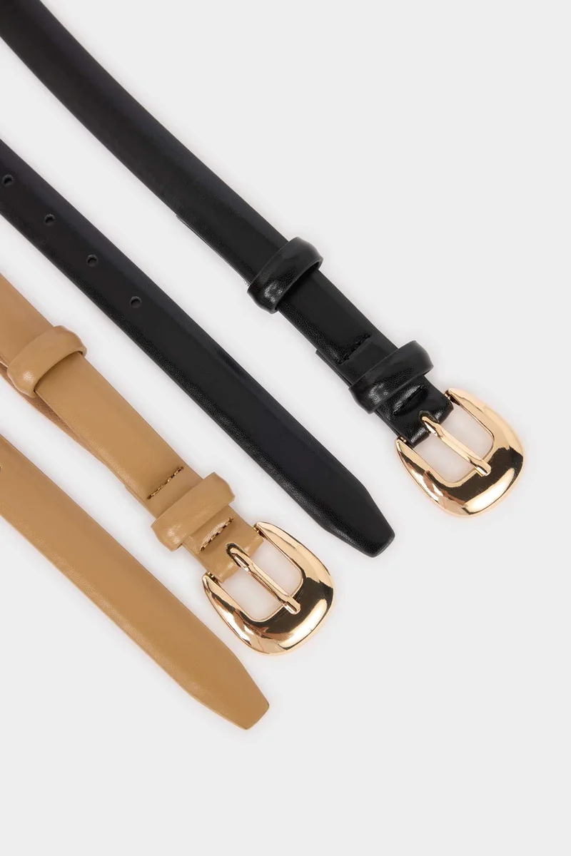 Defacto  Woman 2 piece Faux Leather Belt for Women | Best Price UAE