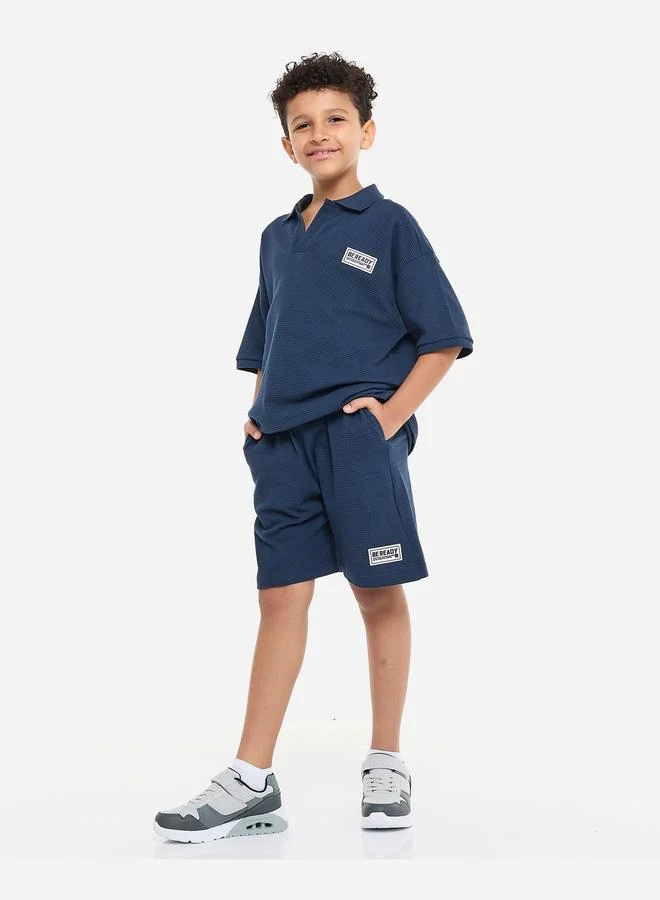 victor and jane Victor And Jane Boys Jacquard Polo T-Shirt and Shorts Set