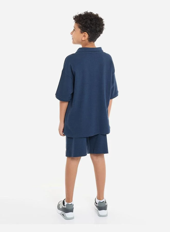 victor and jane Victor And Jane Boys Jacquard Polo T-Shirt and Shorts Set