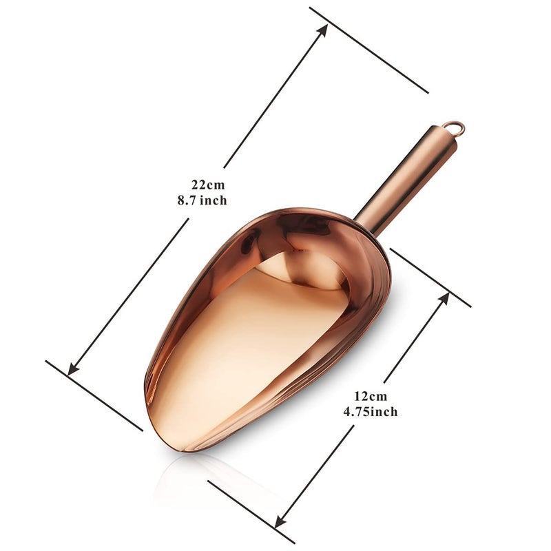 Berglander Stainless Steel Rose Gold Ice Scoop 6 OZ, Titanium Copper Plating Metal Ice Scooper For Ice Maker Multipurpose For Candy Wedding Kitchen Bar Party Pet Animal Dog Food Scoop Beach Shovel - Image 2