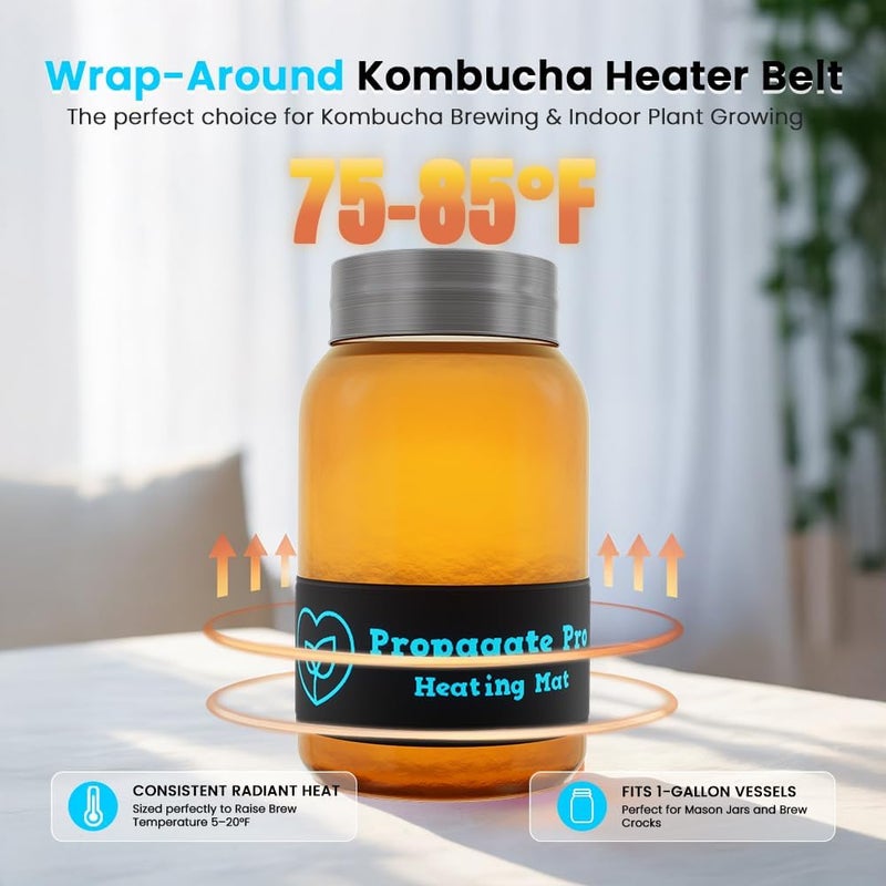 Propagate Pro Wrap Around Kombucha Heater Belt | Brewing and Fermentation Heat Mat Warmer | Keeps Your SCOBY Happy and Productive with Stickon Thermometer - Image 2