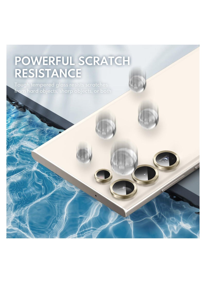 ELTRAZONE Camera Lens Protectors for Samsung Galaxy S24 Ultra 5G, Tempered Glass Full Coverage, Ultra HD Saver Shield Film, 9H Hardness, Anti-Scratch - Gold - Image 2