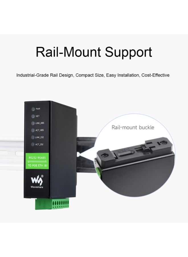 Waveshare RS232 RS485 To RJ45 Ethernet Serial Server - RS232 RS485 To ETH (B) - Image 3
