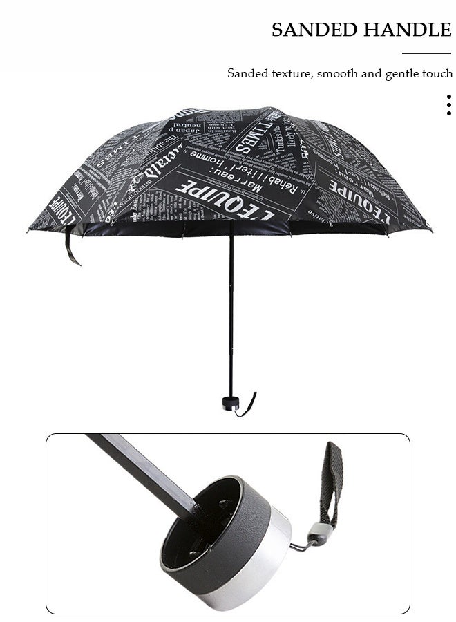 DUNISO Newspaper Print Sun Protection Umbrella,UPF 50+,Travel Umbrella UV Protection Sun 99%,Sunscreen Sun Umbrella Women's Sun and Rain dual-use Folding umbrella Automatic Open - Image 4