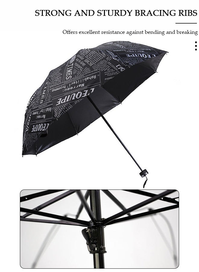 DUNISO Newspaper Print Sun Protection Umbrella,UPF 50+,Travel Umbrella UV Protection Sun 99%,Sunscreen Sun Umbrella Women's Sun and Rain dual-use Folding umbrella Automatic Open - Image 3