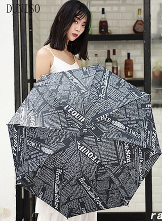 Newspaper Print Sun Protection Umbrella,UPF 50+,Travel Umbrella UV Protection Sun 99%,Sunscreen Sun Umbrella Women's Sun and Rain dual-use Folding umbrella Automatic Open - pzsku/Z21B43A071360E8F9C78EZ/45/_/1709627488/9b80ab59-429c-4a95-ab96-1f557eb3c465