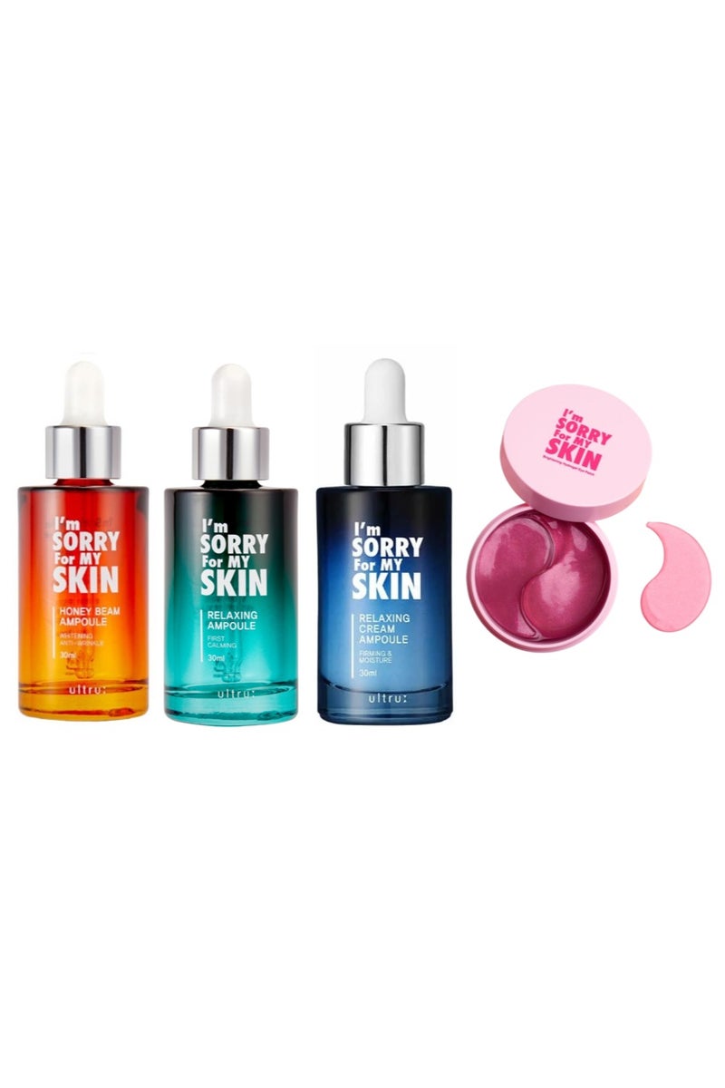 I'm SORRY For MY SKIN Honey Serum for Deep Moisturizing 30ml + Ultra Relaxing Ampoules - 30ml + Relaxation Cream Ampoule 30ml + Brightening Hydrogel  60 Pieces - Image 1