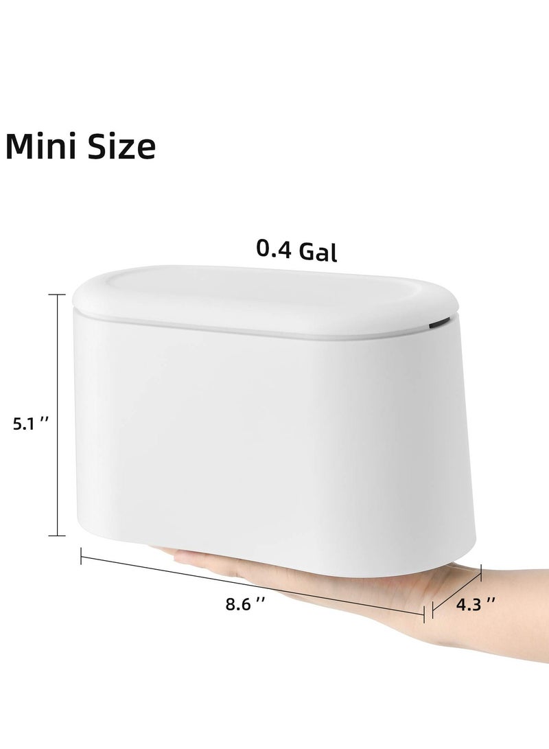 Mini Trash Can with Lid,Small Desk Trash Can,Countertop Mini Garbage Cans,Tiny Waste Basket,White  - Image 3