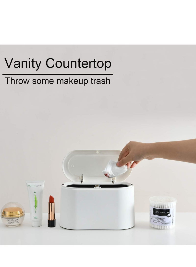 Mini Trash Can with Lid,Small Desk Trash Can,Countertop Mini Garbage Cans,Tiny Waste Basket,White  - Image 4