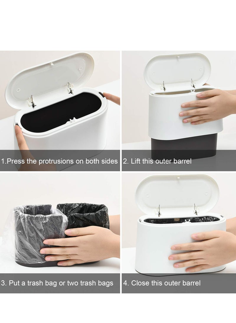 Mini Trash Can with Lid,Small Desk Trash Can,Countertop Mini Garbage Cans,Tiny Waste Basket,White  - Image 5