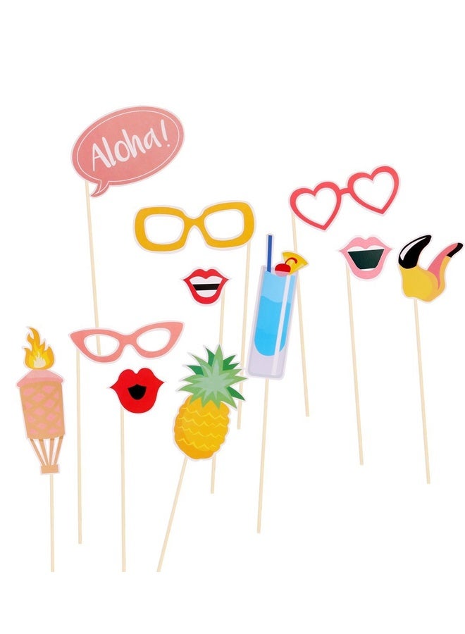 21-Piece Hawaii Beach Style Photo Booth Prop with Stick, Beach Summer Pool Party Decorations, Decorations Funny Selfie Photo Booth Props for Summer Party Birthday - Image 2