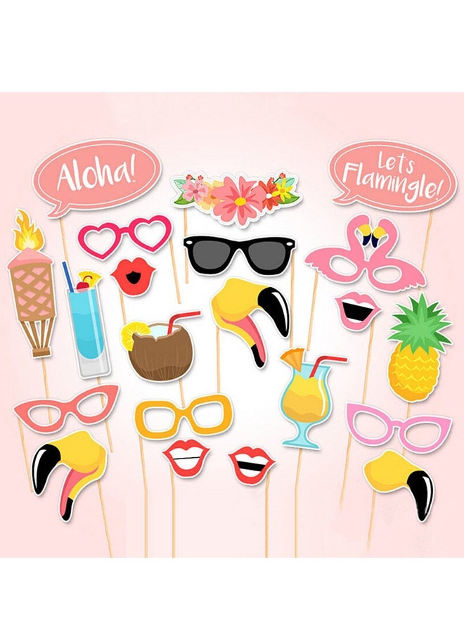 21-Piece Hawaii Beach Style Photo Booth Prop with Stick, Beach Summer Pool Party Decorations, Decorations Funny Selfie Photo Booth Props for Summer Party Birthday - Image 1