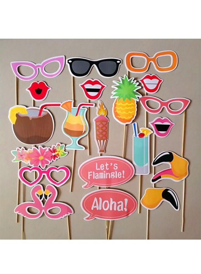 21-Piece Hawaii Beach Style Photo Booth Prop with Stick, Beach Summer Pool Party Decorations, Decorations Funny Selfie Photo Booth Props for Summer Party Birthday - Image 4