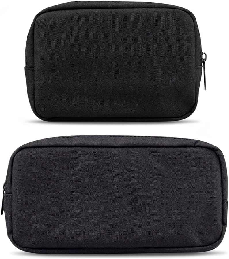 ERCRYSTO Universal Electronics/Accessories Soft Carrying Case Bag, Durable & Light-Weight,Suitable for Out-Going, Business, Travel and Cosmetics Kit (Small+Big-Black)