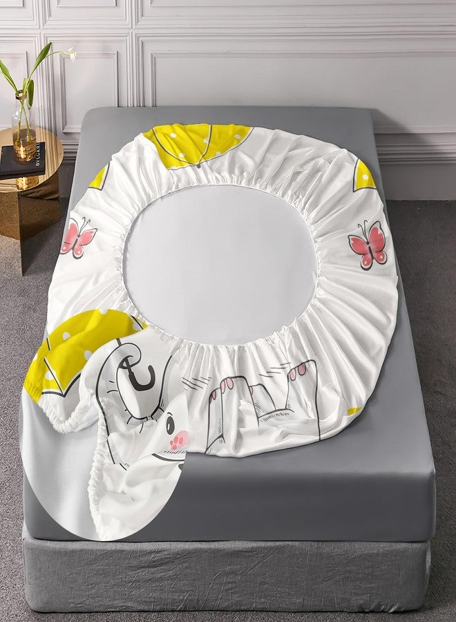 AILONEN Cute Elephant Kids Fitted Sheet Set Twin Size,Rain Funny Elephant Bed Sheet Set for Kids Boys Girls,3 Pieces Print Sheet Set Twin Fitted Sheet with 2 Pillowcases for Room Decor - Image 5