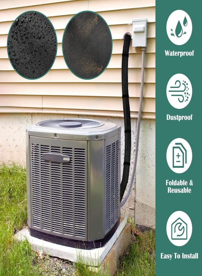 Ahier 3 Layers HVAC Copper Pipe Insulation Cover, AHIER 72x10.2 Inch 600D Oxford AC Pipe Line Insulation for Outside with 4 Adjustable Straps for Outdoor Central Air Conditioning MiniSplits - Image 4
