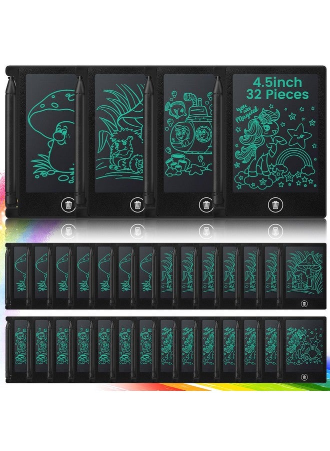 Zhehao زهاو 32 قطعة لوح كتابة LCD مصغر 4.5 بوصة ألعاب تعليمية لوح كتابة قابل للمسح لوح رسم قابل لإعادة الاستخدام هدية تعليمية لوح فني لرياض الأطفال للفتيات والفتيان هدية عيد ميلاد (أسود) - Image 1
