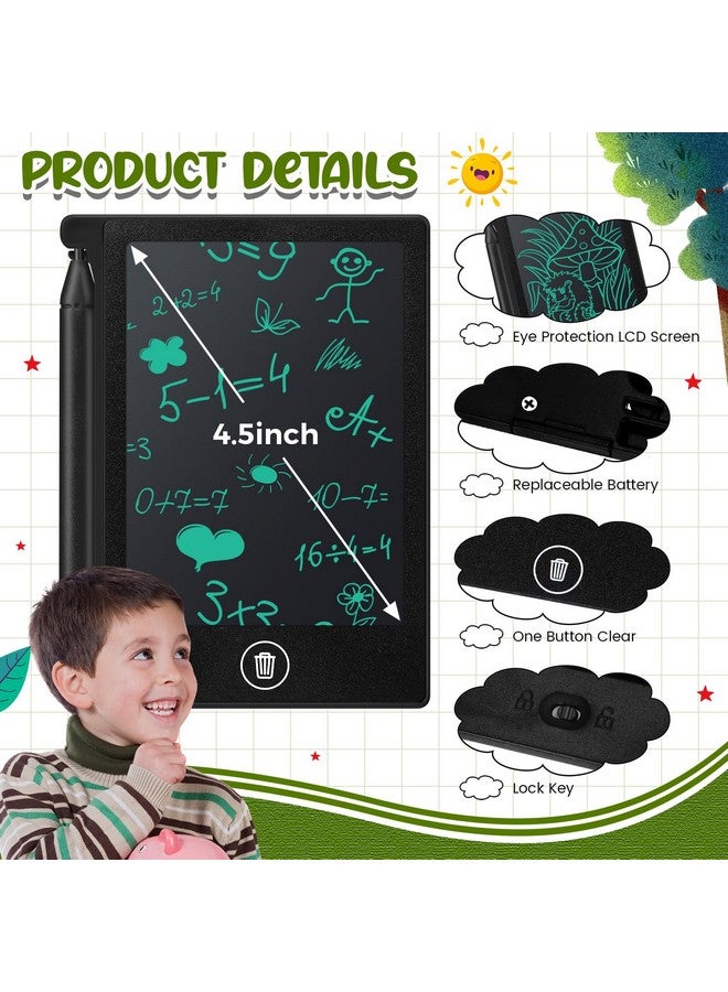Zhehao زهاو 32 قطعة لوح كتابة LCD مصغر 4.5 بوصة ألعاب تعليمية لوح كتابة قابل للمسح لوح رسم قابل لإعادة الاستخدام هدية تعليمية لوح فني لرياض الأطفال للفتيات والفتيان هدية عيد ميلاد (أسود) - Image 2