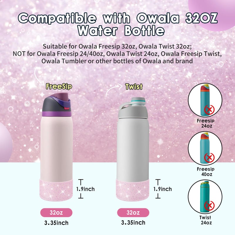 BKBY Protective Glitter Silicone Boot Compatible with Owala 24oz 32oz 40oz, Bling Cup Sleeve Bottom Bumper Cover Compatible with Owala FreeSip, Twist, or Flip Stainless Steel Water Bottles - Image 2