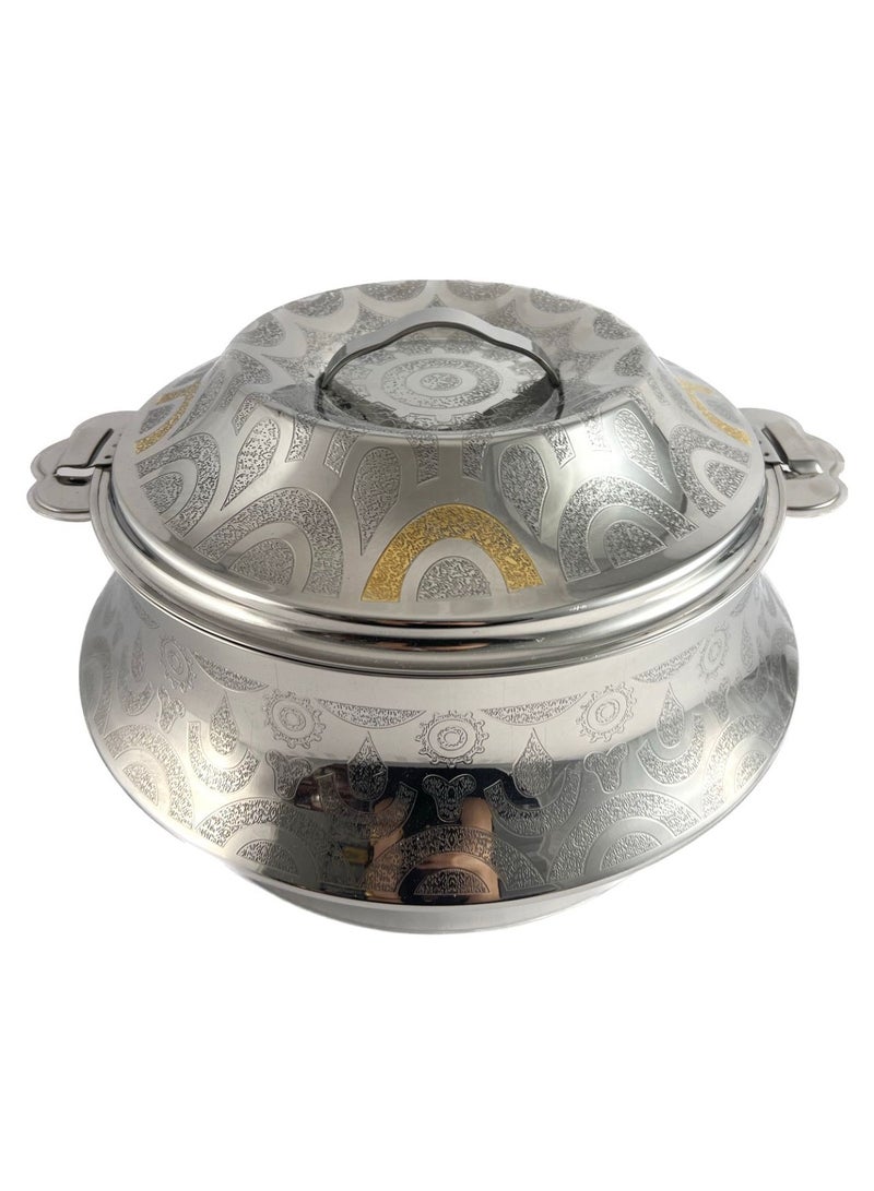 Homemaker Orcus Hotpot 7500ml Capacity - Unique Locking Lid - High Quality Stainless Steel - Gold  Etching & Silver 