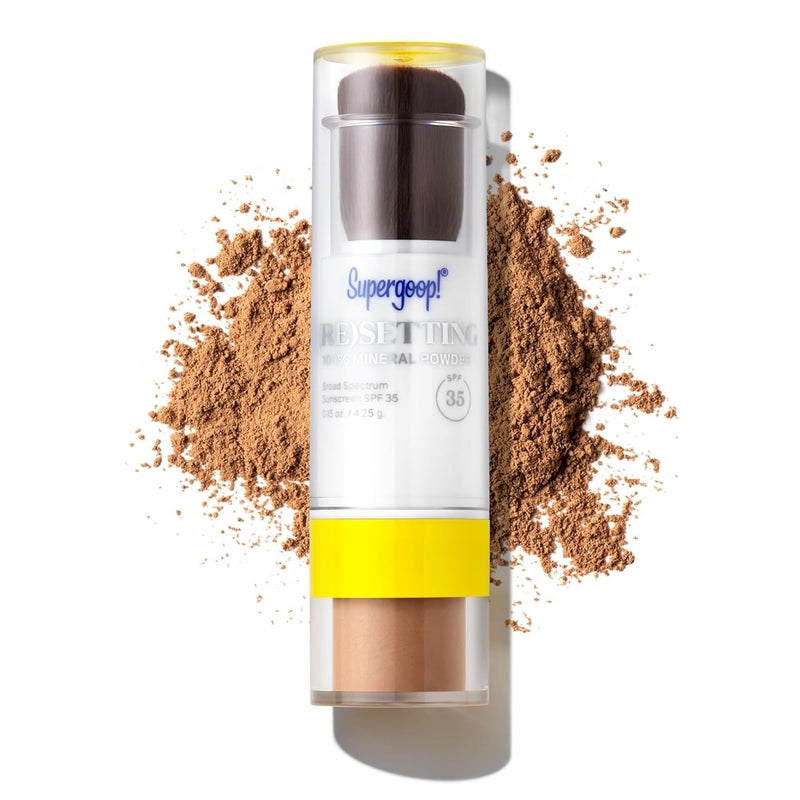 Supergoop Resetting 100 Mineral Powder Deep  015 oz  Makeup Setting Powder  Broad Spectrum SPF 35 PA Sunscreen  With Ceramides Olive Glycerides  Coated Silica Spheres