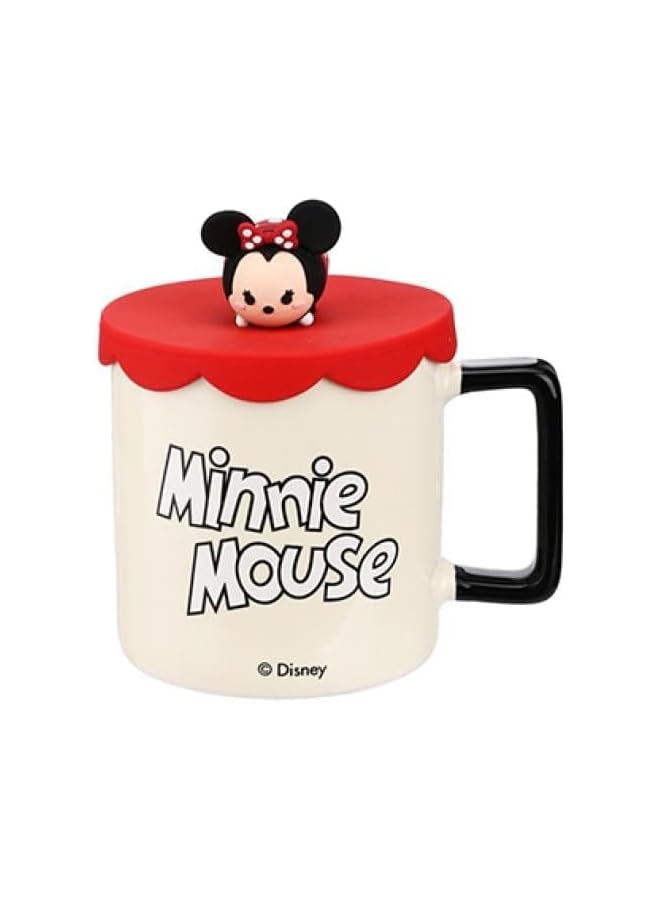 Miniso Mickey Mouse Collection Cartoon Ceramic Drinking Mug With Silicone Lid, 425 Ml Capacity, Minnie B - Image 1