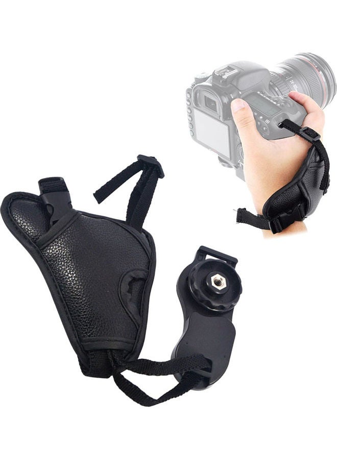 Faux Leather Professional Hand Grip Triangle Wrist Strap Compatible For Nikon Camera, For Cannon DSLR Camera, Digital Camera, SLR, Mirrorless camera  Camcorders - Black Black - Image 1