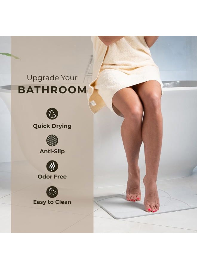 TOSORO Stone Bath Mat, Diatomaceous Earth Non-Slip Stone Shower Mat - Quick Drying Absorbent Bath Stone Mat - Elegant & Modern Design, Easy to Clean (23.5 x 15 Grey) - Image 2