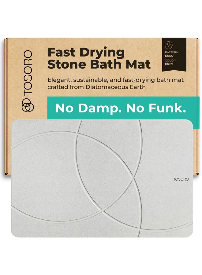 TOSORO Stone Bath Mat, Diatomaceous Earth Non-Slip Stone Shower Mat - Quick Drying Absorbent Bath Stone Mat - Elegant & Modern Design, Easy to Clean (23.5 x 15 Grey) - Image 1
