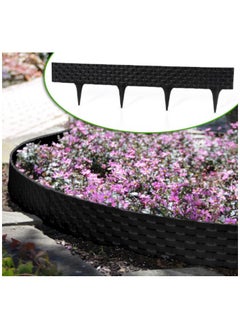 GardenPlast GardenPlast® Rattan Palisade - Lawn Edge Garden Palisade Palisade Flower Bed Rattan Look - 2.37m, Black  - Image 1