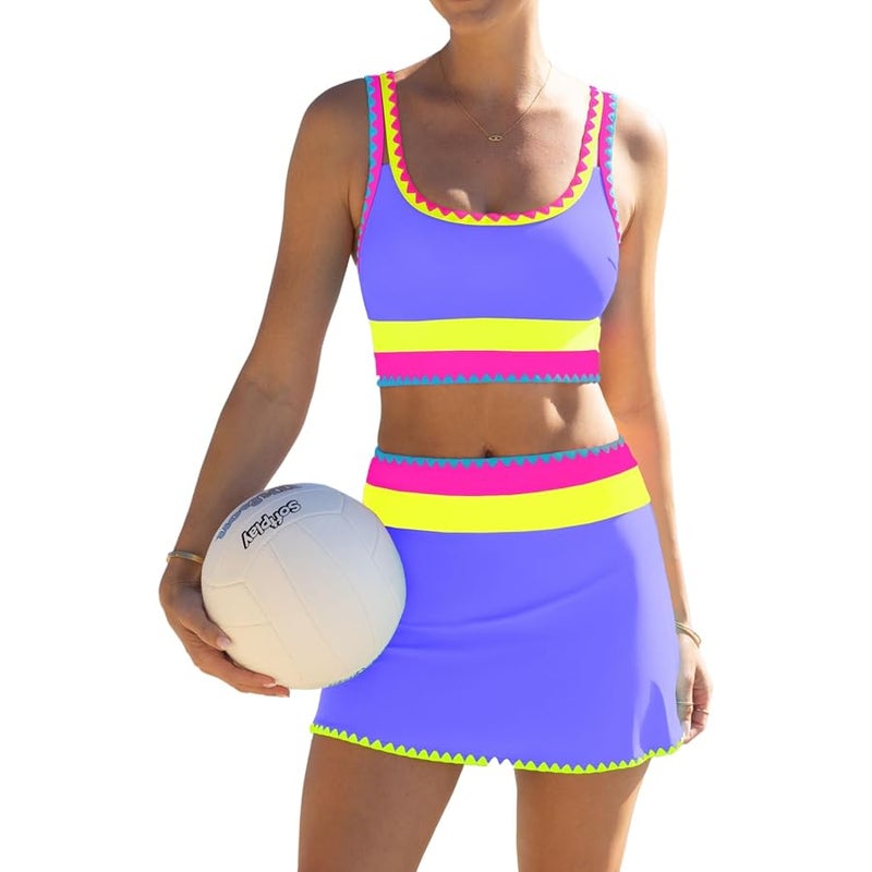 popvil High Waisted Bikini Sets for Women Tummy Control Swimsuits 3 Piece Bathing Suits Neon Swimwear with Skirt 2026 - Image 1