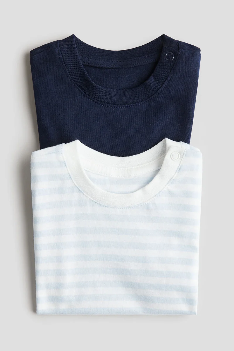 اتش اند ام تي-شيرت من القطن - عبوة قطعتين