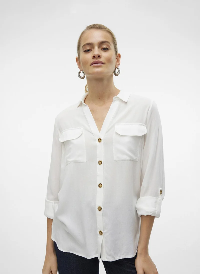 فيرو مودا Women's VMBUMPY Long Sleeve Shirt New Woven Noos