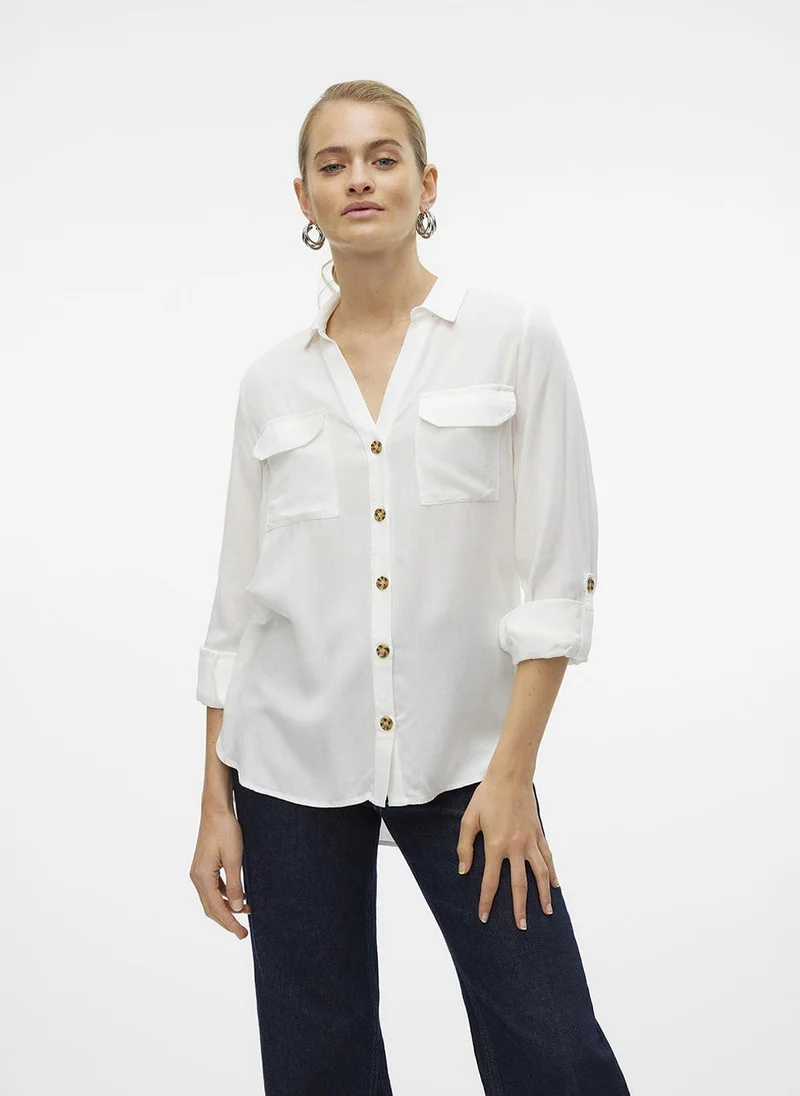 فيرو مودا Women's VMBUMPY Long Sleeve Shirt New Woven Noos