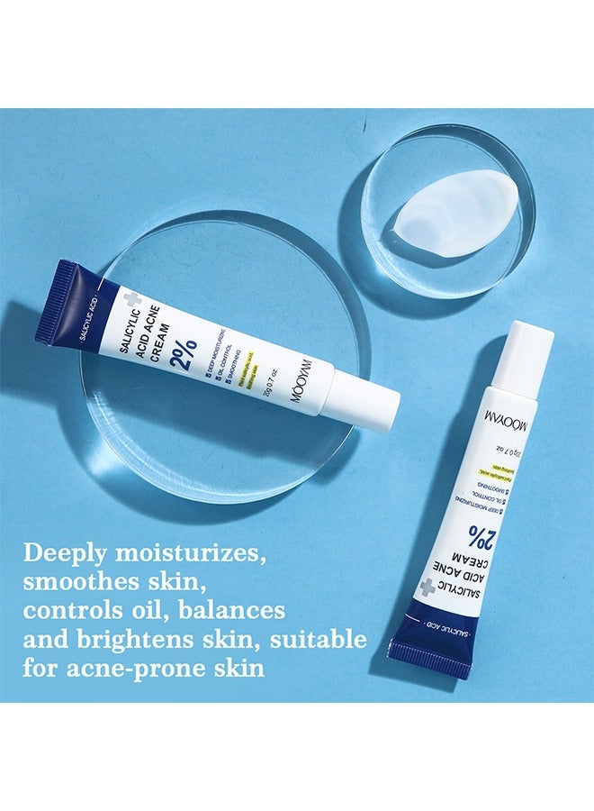 MOOYAM Salicylic Acid Acne Cream, Deep Moisturizing Oil Control Smoothing Acne Cream with 2% Salicylic Acid, Soothing Cream for Acne Skin Hydrating Oil Control Pore Tightening Acne Cream, 20g  - Image 2