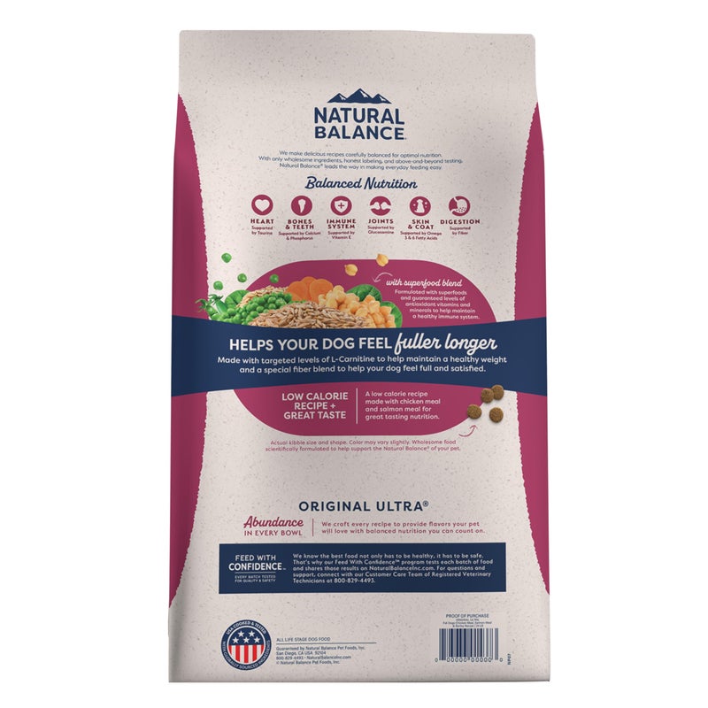 Natural Balance Original Ultra Fat Dogs Chicken Meal, Salmon Meal & Barley Recipe Adult Dry Dog Food, 4 lbs. - Image 3