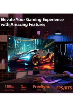 HILUKE 27" Gaming Monitor, 2K QHD 2560x1440, 165Hz 1ms, Adaptive-Sync, Height Adjustable, Eye Care, DisplayPort, HDMI, Compatible Wall Mountable Installs-Black  - Image 4