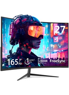 HILUKE 27" Gaming Monitor, 2K QHD 2560x1440, 165Hz 1ms, Adaptive-Sync, Height Adjustable, Eye Care, DisplayPort, HDMI, Compatible Wall Mountable Installs-Black  - Image 1