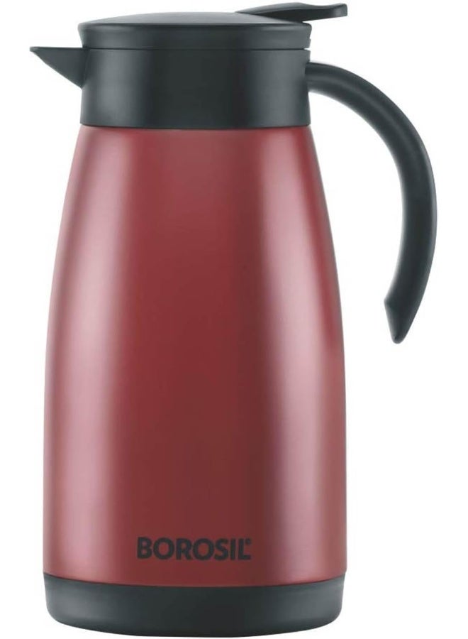 Borosil Vacuum Insulated Stainless Steel Teapot Flask Vacuum Insulated Coffee Pot Red - 1.5 Ltr red - Image 1