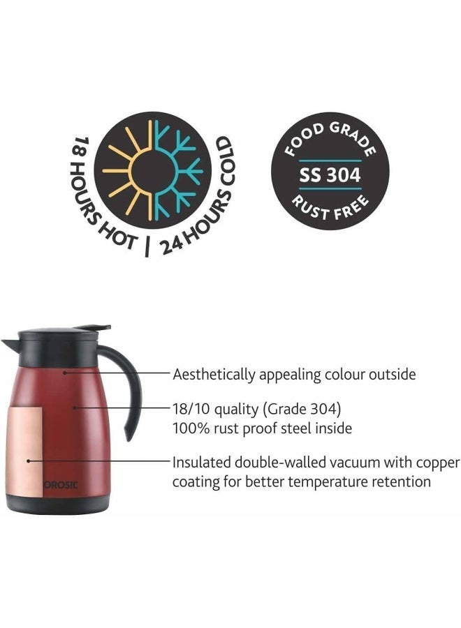 Borosil Vacuum Insulated Stainless Steel Teapot Flask Vacuum Insulated Coffee Pot Red - 1.5 Ltr red - Image 3