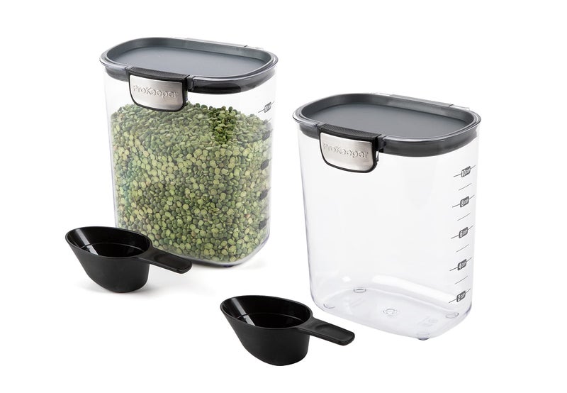 Progressive International ProKeeper+ Clear Plastic Airtight Food Baker's Kitchen Storage Organization Container Canister Set with Magnetic Accessories, 2- Piece Set (Grain 2.5-Quart) - Image 1