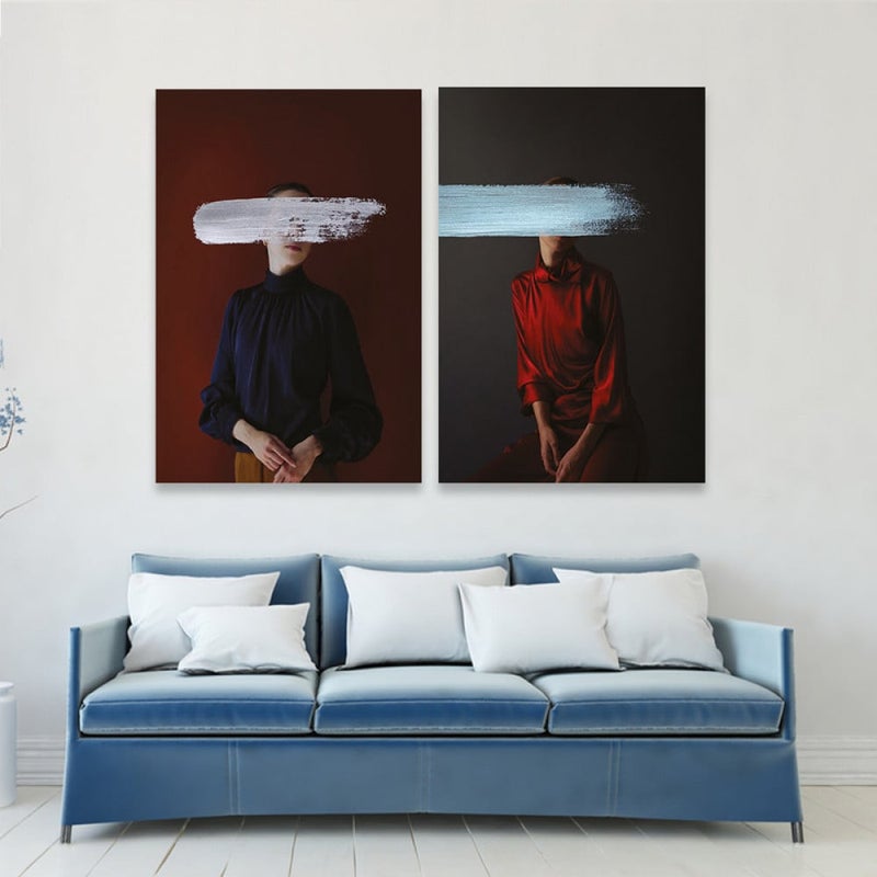 Marktna Double canvas painting of a girl, total size 100x70 cm - Image 1