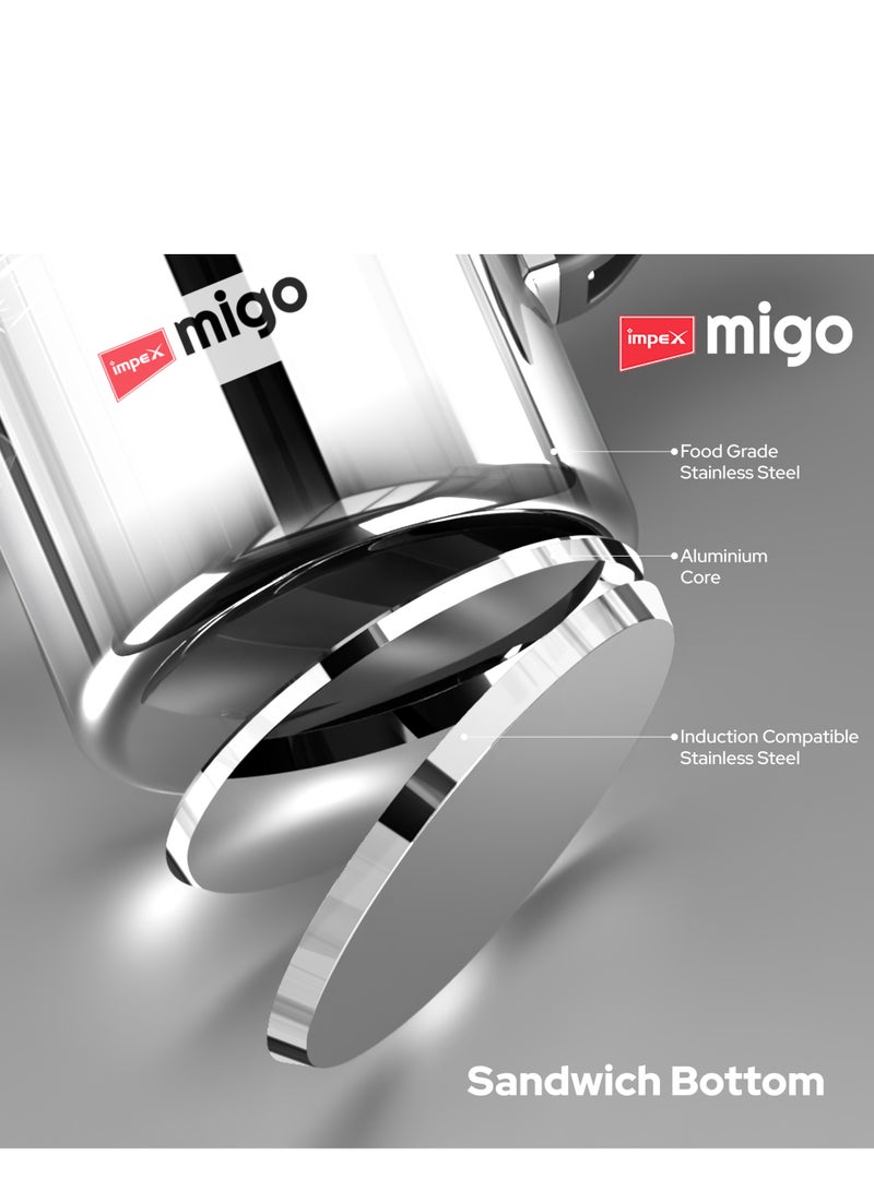 إمبكس قدر ضغط ستانلس ستيل Migo سعة 5 لتر | تصميم بغطاء خارجي | قاعدة متوافقة مع الحث الحراري | آمن ومتين للاستخدام على الغاز وأجهزة الحث الحراري | IFC 5SS - Image 4