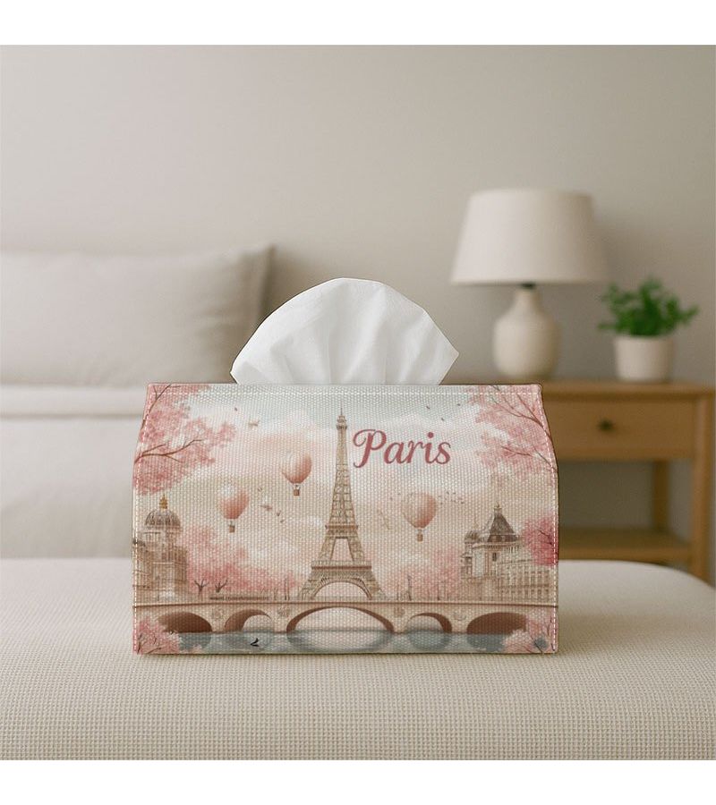 Vintage Parisian Tissue Box 18cm Eiffel Tower Pink Soft Warm for Home Party Car - Image 5