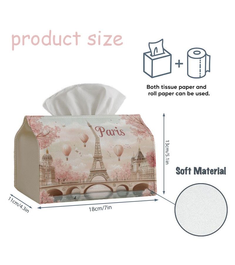 Vintage Parisian Tissue Box 18cm Eiffel Tower Pink Soft Warm for Home Party Car - Image 3